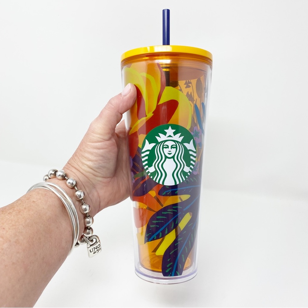 STARBUCKS LIMITED EDITION ORANGE FLORAL 24 OZ TUMBLER‎